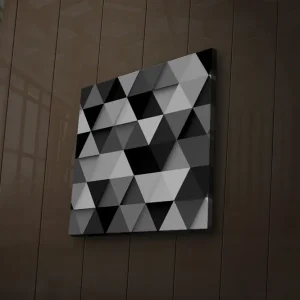 Canvastavla med LED-belysning 28x28 cm - Geometrisk komposition av trianglar i svart och grått Svart / Grå / Vit - Inredning Fynd