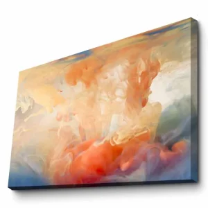 Canvastavla - Abstrakt komposition med färgade svallningar Orange / Blå / Beige - Inredning Sista chansen