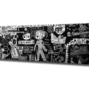 Canvastavla - Abstrakt komposition med grafiska element och texturer Svart / Vitt - Inredning Köp online