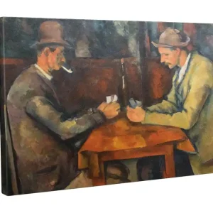Nedsatt pris Canvastavla - Två män som spelar kort vid ett bord Mörkbrun / Beige / Orange - Inredning