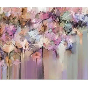 Fri frakt Canvastavla - Abstrakt blomsterkomposition i mjuka pastellfärger Lila / Rosa / Beige - Inredning