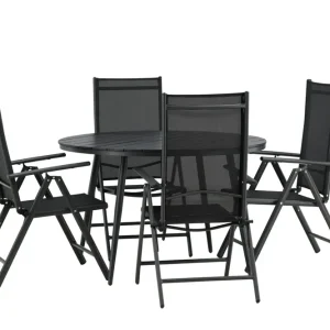 Endast idag Venture Home Break Matgrupp Utomhus Rund 120cm + 4 Break Positionsstol Svart - Utemöbler