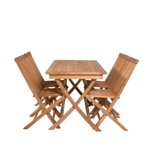 Handla nu Venture Home Kenya Matgrupp 120x70 cm + 4 Kenya Hopfällbar Stol Brun - Utemöbler