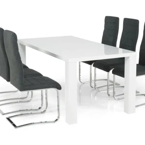Concept 55 Cibus Matgrupp 180 cm med 6 Cibus Stol Vit/Mörkgrå - Möbler Erbjudande
