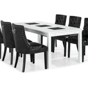 Nyhet Basic Home Jasmin Matgrupp med 6 Tuva Fåtölj Vit/Svart PU - Möbler