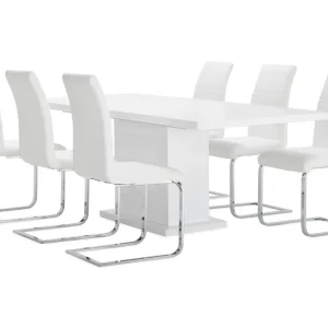 Concept 55 Ratliff Matgrupp 180 cm + 6 Sorado Stol Vit/Krom - Möbler Billigare