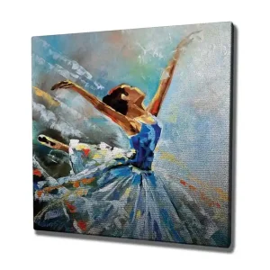 Kundfavorit Canvastavla - Dansande ballerina i en blå klänning Blå / Vit / Orange - Inredning