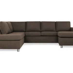 Begränsat antal Basic Home Crazy 4-sits Vänstervänd U-formad Large Soffa med Divan och Schäslong i Tyg Brun - Möbler