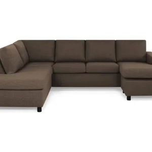 Outlet Basic Home Crazy 4-sits Vänstervänd U-formad Large Soffa med Divan och Schäslong i Tyg Brun - Möbler