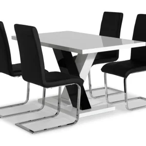 Reapris Scandinavian Choice Cesi Matgrupp 140 cm med 4 Cibus Stol Vit/Svart/Svart PU/Krom - Möbler