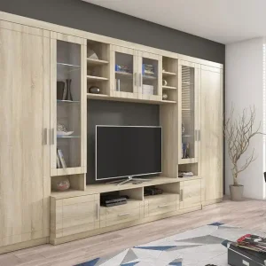 risnedsättning Concept 55 Paris Vardagsrumsset 340x44x197,5 cm Ek/Vit Led-Belysning - Möbler