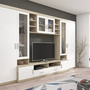 Paris Vardagsrumsset 340x44x197,5 cm Ek/Vit Led-Belysning - Möbler Snabb frakt