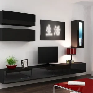 Nyhet Vasil TV-möbelset 280x40x180 cm Svart/Vit - Möbler