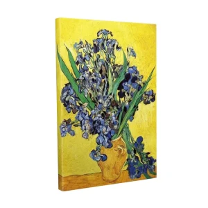 Canvastavla - Färgglad bukett av irisblommor i en kruka Blå / Grön / Gul - Inredning Köp online