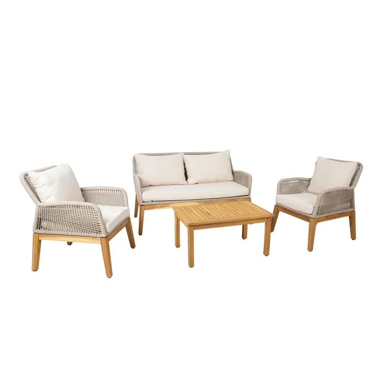 Trädgårdsmöbelset Florida bord, soffa och 2 fåtöljer Beige - Utemöbler Snabb leverans