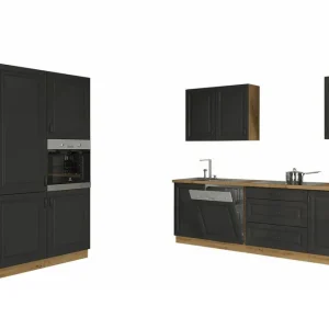 Templemore Möbelset För Kök & Matplats Black/Wood - Möbler Outlet