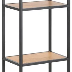 Vägghylla Seaford 24x37x108 cm vild ek-look med svart ram - Förvaring Fynd