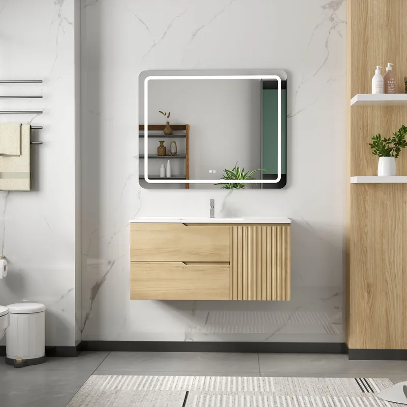 Badrumsmöbelset 100 cm | LED-spegel med anti-fog | Milan - Hus & renovering Snabb frakt
