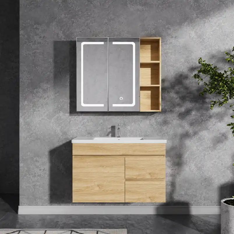 Badrumspaket | Kommod 80cm | LED-spegelskåp | Venedig - Hus & renovering Rabatt