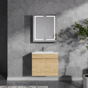 Handla nu Badrumspaket 60 cm | LED-spegel med skåp | MDF | Nina - Hus & renovering