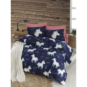 Fri frakt Eponj Home Bäddset Enhörning Blå - Textil & mattor