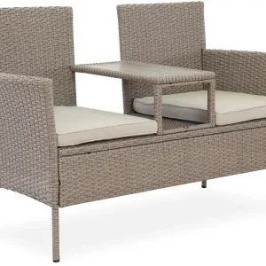 Duosoffa i konstrotting med sidobord | 139 cm | 2-sits - Utemöbler Beställ nu