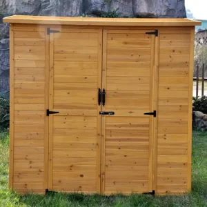 Snabb frakt Förråd |1,8m² | Dubbel dörr | Naturlig träfinish - Trädgård & spabad