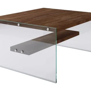 Sabani Soffbord 75 cm med Förvaring Hylla Glas/Brun - Möbler Snabb frakt