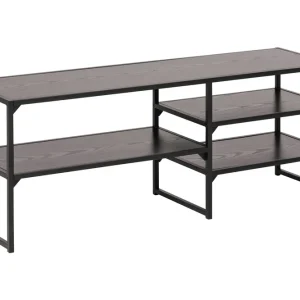 Nyhet Hasslevik Tv-bänk 120 cm 3 Hyllor Svart/Matt Svart - Möbler
