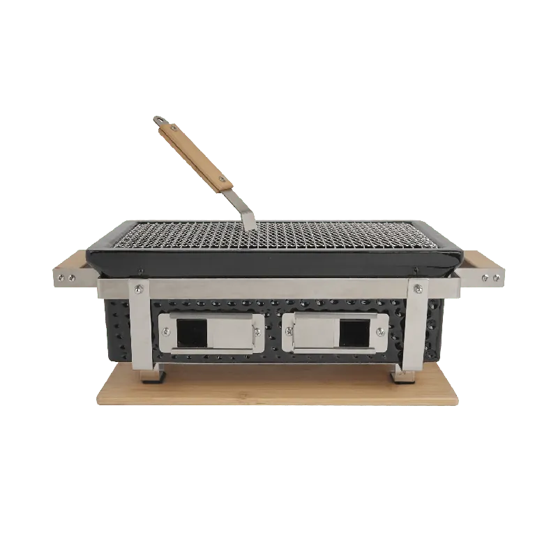 Japansk Hibachi Grill | Fyrkantig bordsgrill i keramik | 40×22×17 cm - Trädgård & spabad Fri frakt