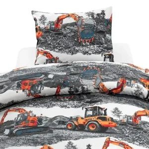 Kampanj Påslakanset Enkelsäng 2-Dels Maskiner Orange Franzén - Textil & mattor