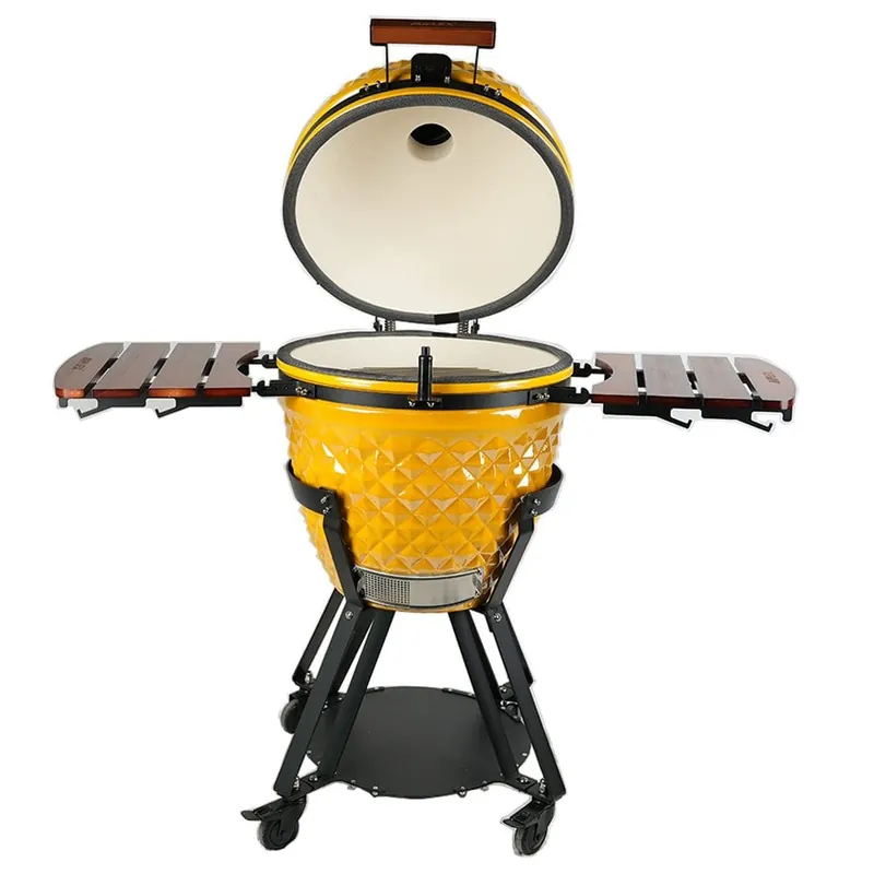 Kamadogrill Ø54 cm | Keramisk kolgrill i Yellow Pineapple-design med termometer | Hawaii - Trädgård & spabad Begränsad tid