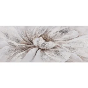 Oljemålning 50x150cm Vit blomma - Inredning Begränsad tid