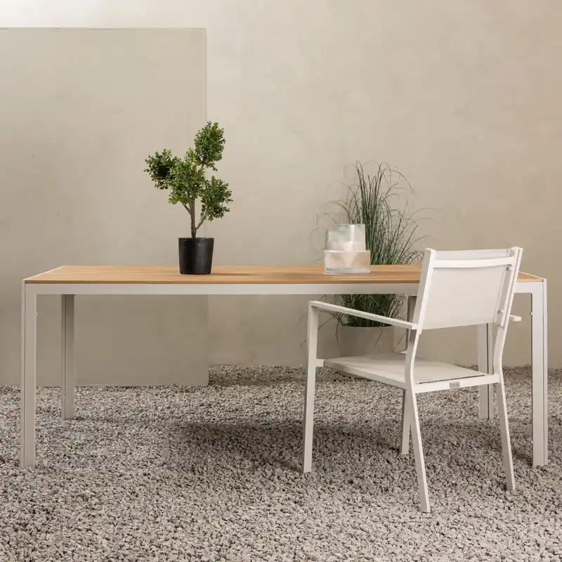 Reapris Matbord utomhus 205x90 cm | Beige aintwood & aluminium | Break - Utemöbler