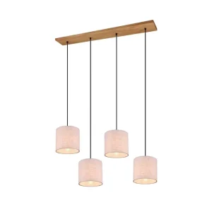 Trio Lighting Elmau Taklampa 4L E27 trä/ beige Trä/Beige - Belysning Fynd