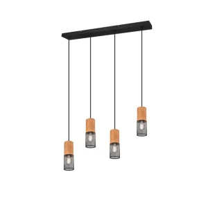 Trio Lighting Tosh Taklampa 4L E27 mattsvart Natur/Matt svart - Belysning Utförsäljning