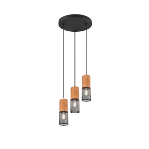 Beställ nu Trio Lighting Tosh Taklampa 3L E27 mattsvart Natur/Matt svart - Belysning