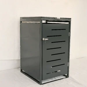 Soptunneskjul 1 kärl | Låsbar | Gasfjäder & ventilation | Mörkgrå metall - Trädgård & spabad Trygg betalning