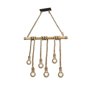 Trio Lighting Wilma Taklampa 6L E27 bambu/ sisal Sisal - Belysning Nedsatt pris