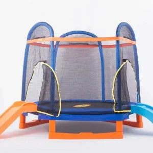 Rabatt Studsmatta 220 cm – Hexagon, 36 fjädrar, 100 kg maxvikt & PE-säkerhetsnät - Inredning