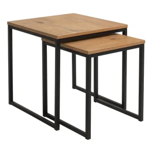 Illaso Satsbord 41 cm 2 Bord Ekfärg/Svart - Möbler Kampanj