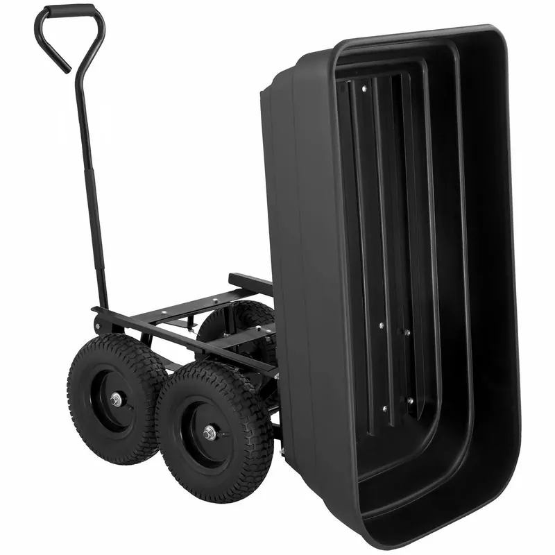 Tippbar trädgårdsvagn 125L | 350kg | Hållbar stålram | Svart - Trädgård & spabad Lågt pris