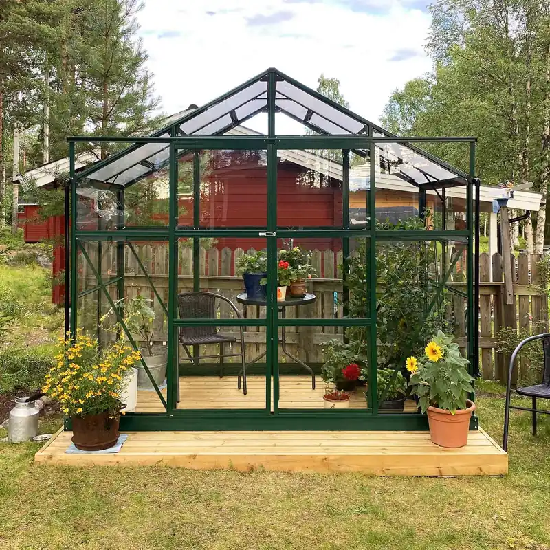 Fynd Växthus 3,3m² | 4mm säkerhetsglas | 5 års stormgaranti | Grön - Trädgård & spabad