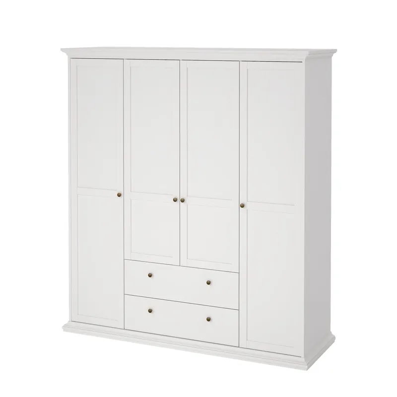 Beställ nu Tvilum Paris Garderob med 4 dörrar och 2 lådor 181x61x201 cm - Förvaring