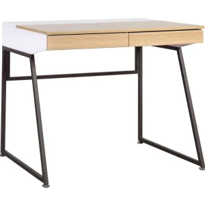 Studious Skrivbord 90 cm med Förvaring 2 Lådor Grå/Trä/Natur/Vit - Möbler Begränsat erbjudande