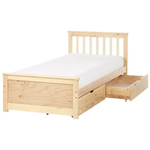 Säng med förvaringslådor Olendon Ljus trä, 90x200 cm, 2 Ljus trä, 90x200 cm, 2 - Möbler Premium