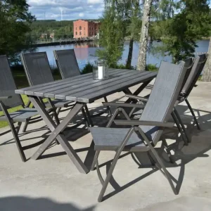 Expressleverans Lifestyle Garden Scottsdale Matgrupp Utomhus 190 cm + 6 Solanum Utestolar Grå - Utemöbler & utemiljö