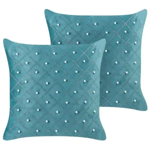 Bästa pris Prydnadskuddar Yarrow set om 2 Blå/Silver Blå/Silver - Textil & mattor