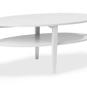 Bloomington Nybro Ovalt Soffbord 120 cm med Förvaring Hylla Vit / Trä - Möbler Begränsat antal