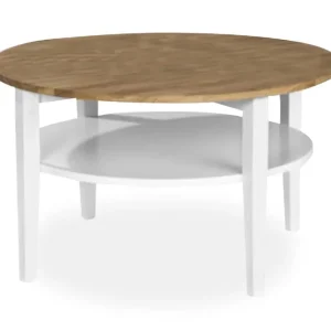 Andrarum Tranås Soffbord 80 cm Runt Ek/Vit - Möbler Kundfavorit